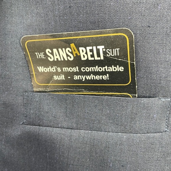 Sans A Belt Suit Men Blazer Formal Event Sport Coat Wool Silk Blend Siz 41R Blue - Picture 5 of 13